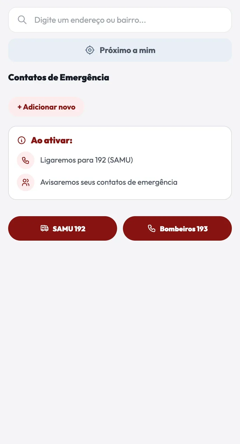 Tela da jornada S.O.S